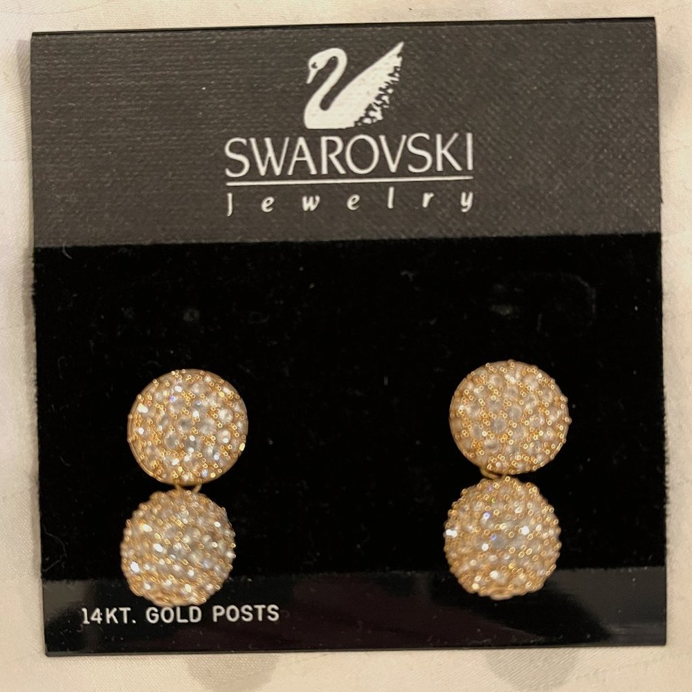 Swarovski Gold Rhinestones Drop Earring